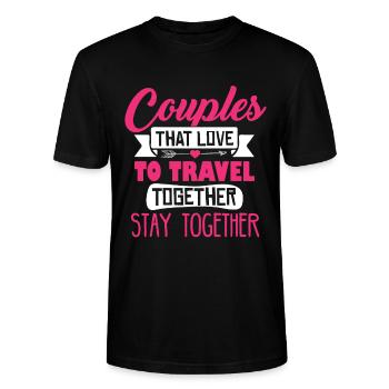 COUPLES - T-shirt bio CRAFTER Stanley Stella Unisexe - noir - Devant - Alina (178cm) & Michal (187cm)
