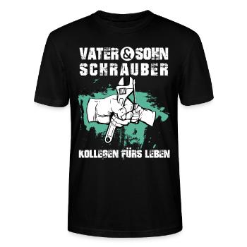 Vater & Sohn Schrauber - Stanley/Stella Unisex Bio-T-Shirt CRAFTER - Schwarz - Vorne - Alina (178cm) & Michal (187cm)