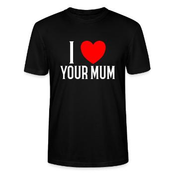 I love your Mum - Stanley/Stella CRAFTER Unisex Organic T-Shirt - black - Front - Alina (178cm) & Michal (187cm)