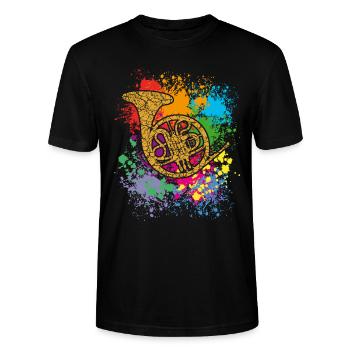 Horn - French Horn - Jagdhorn - Stanley/Stella Unisex Bio-T-Shirt CRAFTER - Schwarz - Vorne - Alina (178cm) & Michal (187cm)