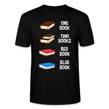 Un livre Deux livres Livre rouge Livre bleu - T-shirt bio CRAFTER Stanley Stella Unisexe - noir - Devant - Alina (178cm) & Michal (187cm)