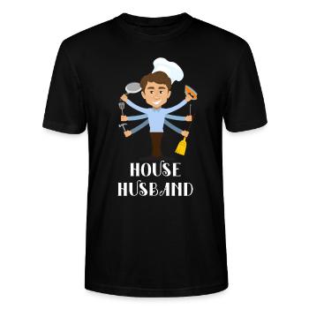 Hausmann Haushalt Ehemann - Stanley/Stella Unisex Bio-T-Shirt CRAFTER - Schwarz - Vorne - Alina (178cm) & Michal (187cm)