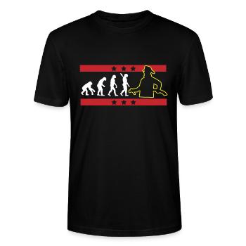 EVOLUTION FEUERWEHRMANN FEUERWEHR FIREFIGHTER - Stanley/Stella Unisex Bio-T-Shirt CRAFTER - Schwarz - Vorne - Alina (178cm) & Michal (187cm)