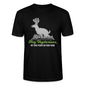 Hey Vegetarians Jäger Jagd Jägerin Fleischesser - Stanley/Stella Unisex Bio-T-Shirt CRAFTER - Schwarz - Vorne - Alina (178cm) & Michal (187cm)