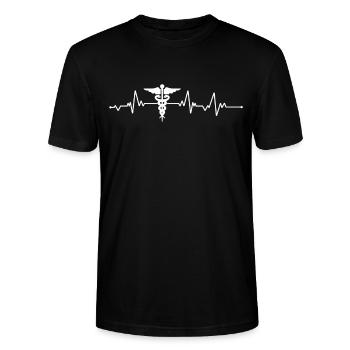 Krankenschwester - Frequenz - Krankenhaus - Helfer - Stanley/Stella Unisex Bio-T-Shirt CRAFTER - Schwarz - Vorne - Alina (178cm) & Michal (187cm)