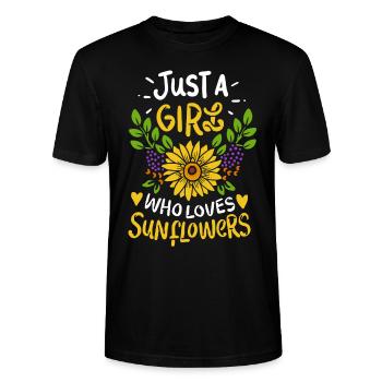 Sonnenblume - Stanley/Stella Unisex Bio-T-Shirt CRAFTER - Schwarz - Vorne - Alina (178cm) & Michal (187cm)