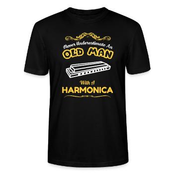Mundharmonika - Stanley/Stella Unisex Bio-T-Shirt CRAFTER - Schwarz - Vorne - Alina (178cm) & Michal (187cm)