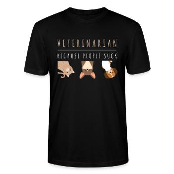 Tierarzt, weil Menschen nerven. Veterinär Geschenk - Stanley/Stella Unisex Bio-T-Shirt CRAFTER - Schwarz - Vorne - Alina (178cm) & Michal (187cm)