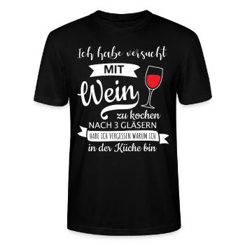 Wein Kochen Küche | Lustiger Spruch Weintrinker - Stanley/Stella Unisex Bio-T-Shirt CRAFTER - Schwarz - Vorne - Alina (178cm) & Michal (187cm)