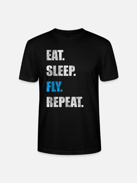 Eat Sleep Fly Repeat - Stanley/Stella Unisex Bio-T-Shirt CRAFTER - Schwarz