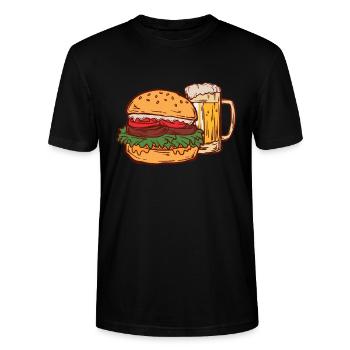 Burger - Stanley/Stella Unisex Bio-T-Shirt CRAFTER - Schwarz - Vorne - Alina (178cm) & Michal (187cm)