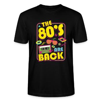 80s retro party - Stanley/Stella CRAFTER Unisex Organic T-Shirt - black - Front - Alina (178cm) & Michal (187cm)