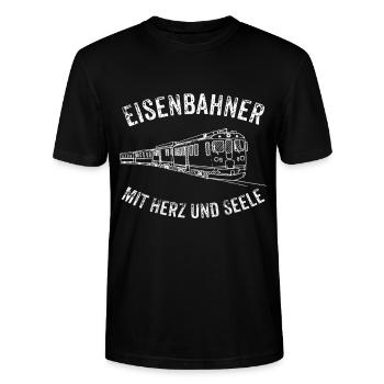 Eisenbahner - Stanley/Stella Unisex Bio-T-Shirt CRAFTER - Schwarz - Vorne - Alina (178cm) & Michal (187cm)