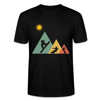 Snowboarding Snowboarding Snowboarder Mountains - Stanley/Stella CRAFTER Unisex Organic T-Shirt - black - Front - Alina (178cm) & Michal (187cm)