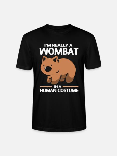 Wombat Australia Marsupial Gift Retro - Stanley/Stella CRAFTER Unisex Organic T-Shirt - black