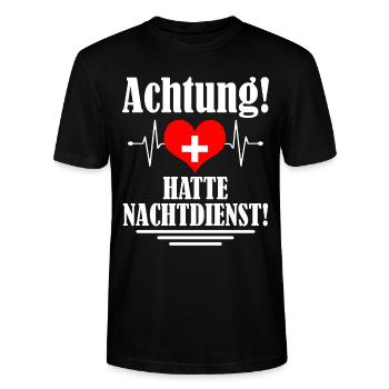 Krankenschwester Nachtdienst Herz EKG Geschenk - Stanley/Stella Unisex Bio-T-Shirt CRAFTER - Schwarz - Vorne - Alina (178cm) & Michal (187cm)