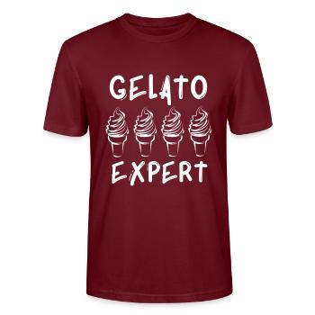 Gelato Experte - Stanley/Stella Unisex Bio-T-Shirt CRAFTER - Burgunderrot - Vorne - Alina (178cm) & Michal (187cm)