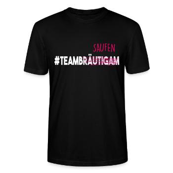 Poltern, Team Bräutigam - Stanley/Stella Unisex Bio-T-Shirt CRAFTER - Schwarz - Vorne - Alina (178cm) & Michal (187cm)