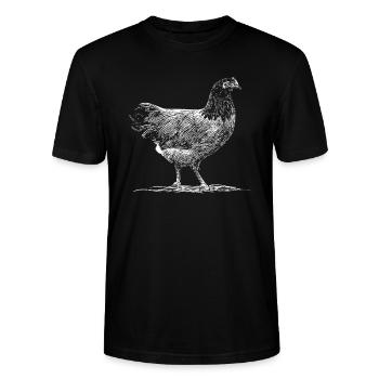 Zeichnung Vorwerkhuhn Hühner Geschenkidee - Stanley/Stella Unisex Bio-T-Shirt CRAFTER - Schwarz - Vorne - Alina (178cm) & Michal (187cm)
