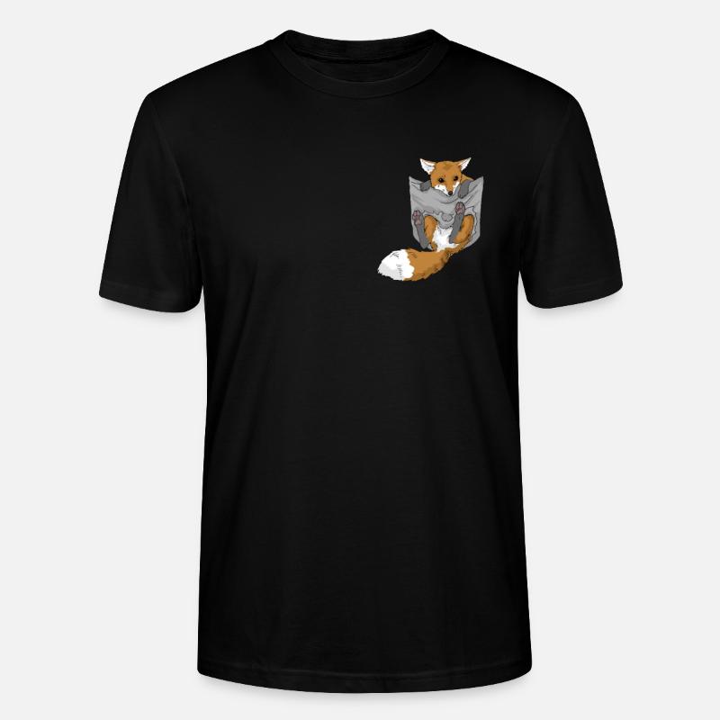 Fuchs in Brusttasche - Stanley/Stella Unisex Bio-T-Shirt CRAFTER - Schwarz