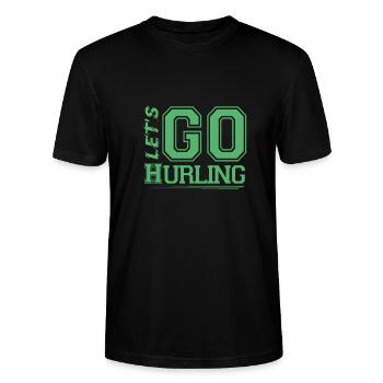 Irischer Sport Mannschaft Hurling Camogie Hurler - Stanley/Stella Unisex Bio-T-Shirt CRAFTER - Schwarz - Vorne - Alina (178cm) & Michal (187cm)