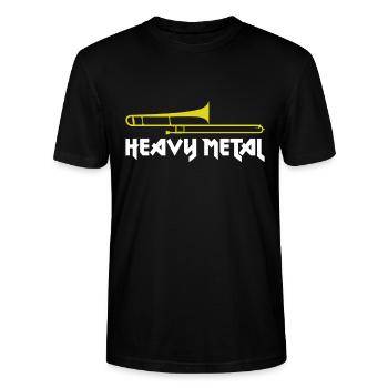 Posaune Posaunist Musik Metal Lustig Sprüche - Stanley/Stella Unisex Bio-T-Shirt CRAFTER - Schwarz - Vorne - Alina (178cm) & Michal (187cm)
