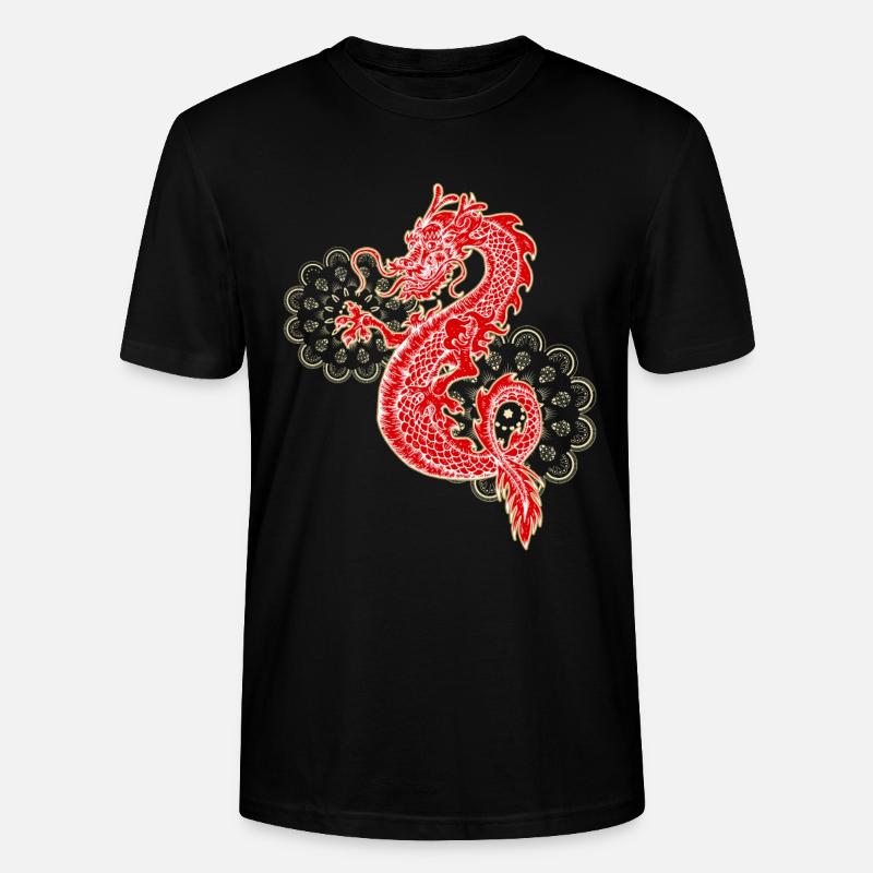 Chinesischer Drachen mit Mandala Geschenk - Stanley/Stella Unisex Bio-T-Shirt CRAFTER - Schwarz
