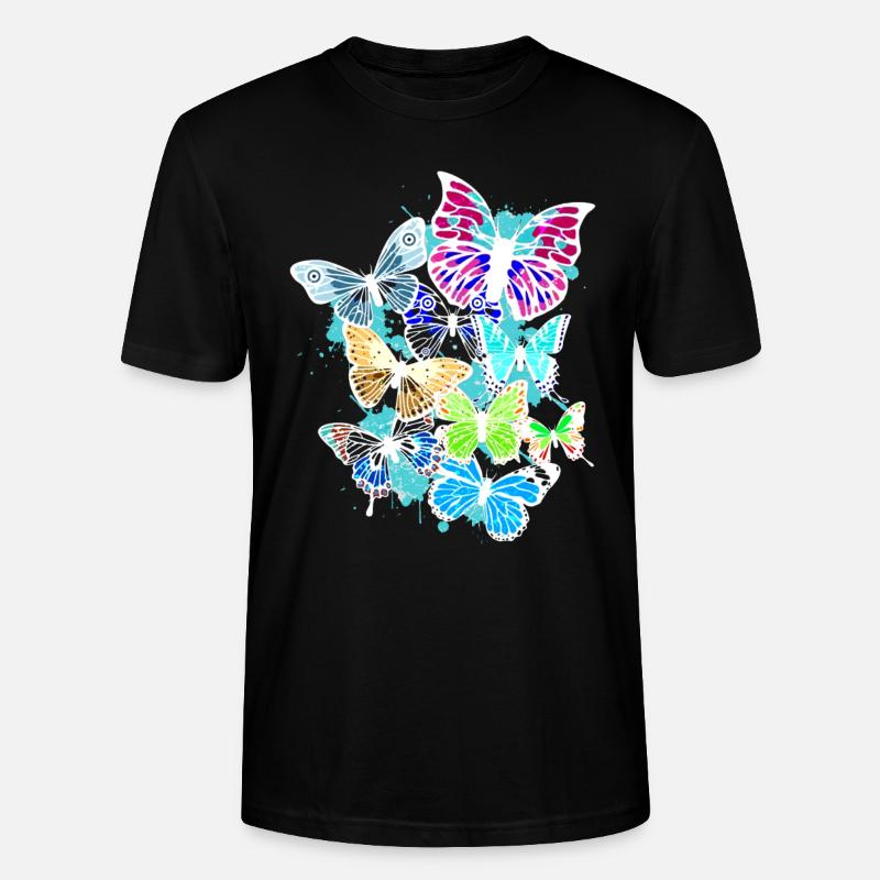 Bunte Schmetterlinge - Stanley/Stella Unisex Bio-T-Shirt CRAFTER - Schwarz