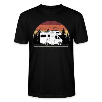 Wohnmobil Camper Vintage Camping - Stanley/Stella Unisex Bio-T-Shirt CRAFTER - Schwarz - Vorne - Alina (178cm) & Michal (187cm)