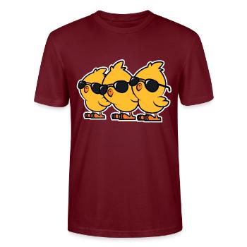 Chicks - Stanley/Stella Unisex Bio-T-Shirt CRAFTER - Burgunderrot - Vorne - Alina (178cm) & Michal (187cm)