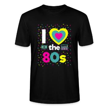 I Love the 80s Retro Theme Party Années 90 Années 80 - T-shirt bio CRAFTER Stanley Stella Unisexe - noir - Devant - Alina (178cm) & Michal (187cm)