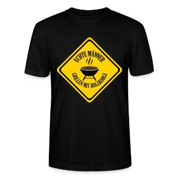 Echte Männer Grillen Mit Holzkohle - Stanley/Stella Unisex Bio-T-Shirt CRAFTER - Schwarz - Vorne - Alina (178cm) & Michal (187cm)