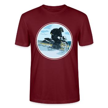 Schneemobil Geschenk Schnee Mobil - Stanley/Stella Unisex Bio-T-Shirt CRAFTER - Burgunderrot - Vorne - Alina (178cm) & Michal (187cm)