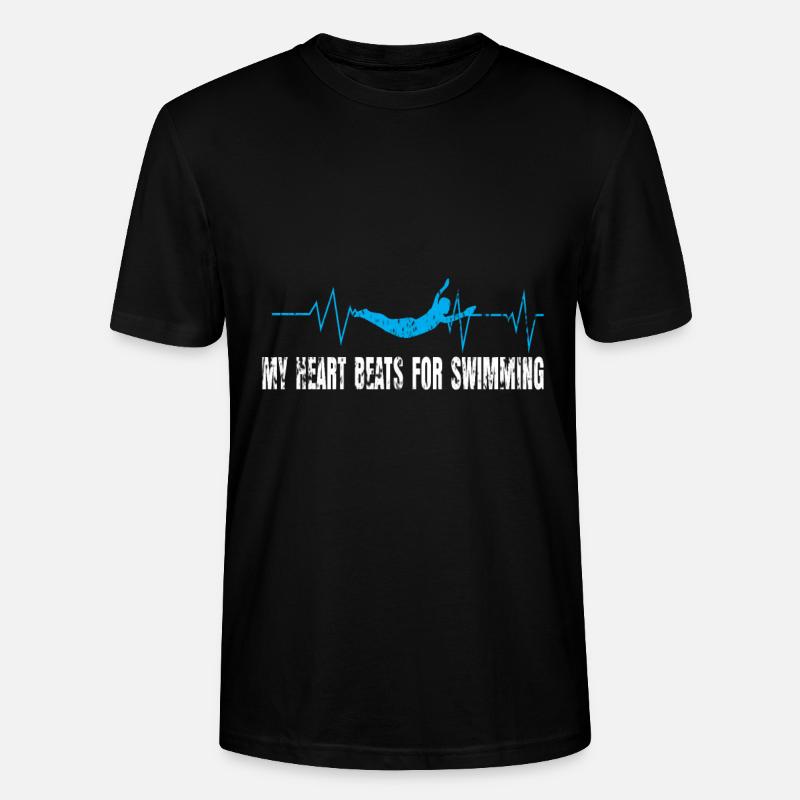 Schwimmer Herzschlag Geschenk - Stanley/Stella Unisex Bio-T-Shirt CRAFTER - Schwarz