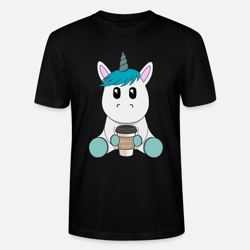 Einhorn mit Kaffee - Stanley/Stella Unisex Bio-T-Shirt CRAFTER - Schwarz