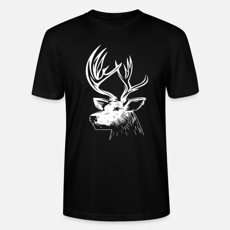Hirsch Hirschkopf Hirschgeweih - T-shirt bio CRAFTER Stanley Stella Unisexe - noir
