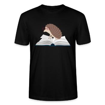 Igel Buch Süß Lesen Tierliebe Igelmama Geschenk - Stanley/Stella Unisex Bio-T-Shirt CRAFTER - Schwarz - Vorne - Alina (178cm) & Michal (187cm)