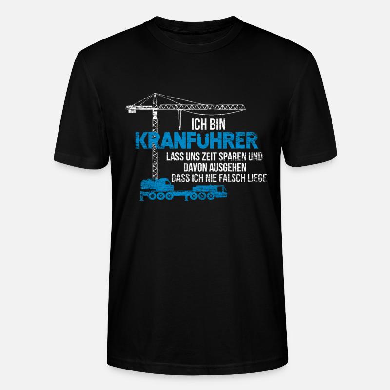 Kranführer Geschenk - Stanley/Stella Unisex Bio-T-Shirt CRAFTER - Schwarz