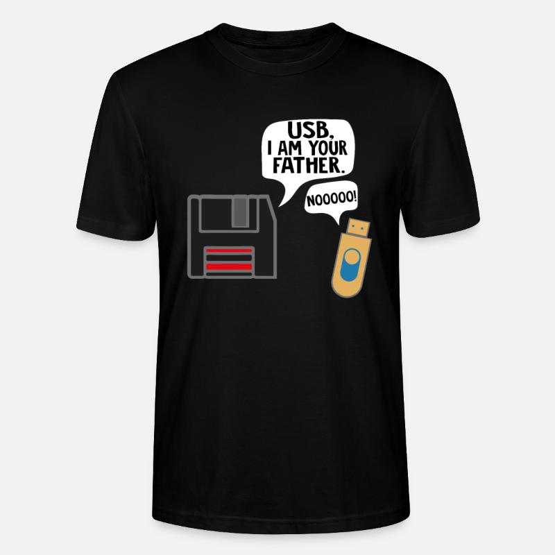 Programmeur informaticien père Nerd Floppy USB - T-shirt bio CRAFTER Stanley Stella Unisexe - noir