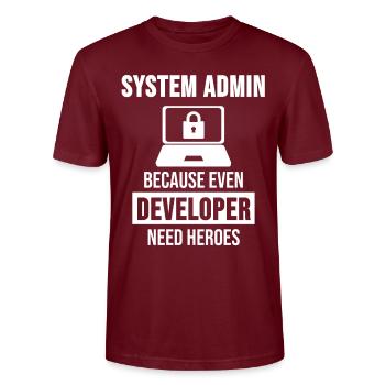 System Admin Administrator Entwickler Geschenk - T-shirt bio CRAFTER Stanley Stella Unisexe - bordeaux - Devant - Alina (178cm) & Michal (187cm)