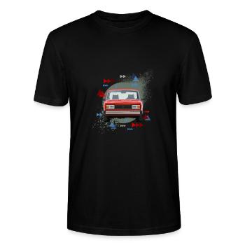 Lada Niva Off Road -Classic Russian car gift - Stanley/Stella CRAFTER Unisex Organic T-Shirt - black - Front - Alina (178cm) & Michal (187cm)