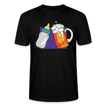 Expectant father pregnancy beer baby bottle - Stanley/Stella CRAFTER Unisex Organic T-Shirt - black - Front - Alina (178cm) & Michal (187cm)