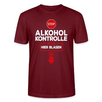 Alkoholkontrolle Suff Party Gruppe Alkohol Blasen - Stanley/Stella Unisex Bio-T-Shirt CRAFTER - Burgunderrot - Vorne - Alina (178cm) & Michal (187cm)