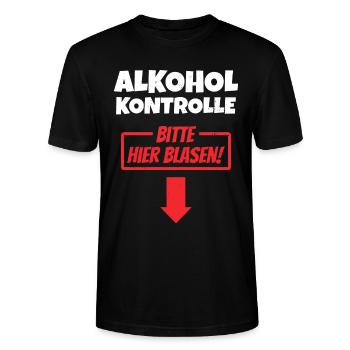 Alkoholkontrolle Suff Party Gruppe Alkohol Blasen - Stanley/Stella Unisex Bio-T-Shirt CRAFTER - Schwarz - Vorne - Alina (178cm) & Michal (187cm)