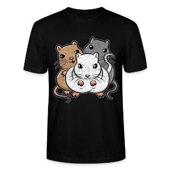 Rennmaus Rennmäuse Wüstenrennmaus Gerbil Nagetier - Stanley/Stella Unisex Bio-T-Shirt CRAFTER - Schwarz - Vorne - Alina (178cm) & Michal (187cm)