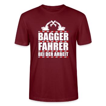 Excavator Driving Excavator Construction Machinery - Stanley/Stella CRAFTER Unisex Organic T-Shirt - burgundy - Front - Alina (178cm) & Michal (187cm)