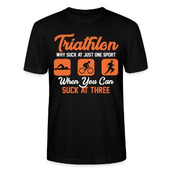 Triathlon Sport - T-shirt bio CRAFTER Stanley Stella Unisexe - noir - Devant - Alina (178cm) & Michal (187cm)