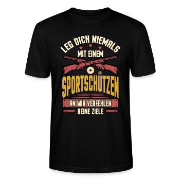 Leg Dich Nicht Mit Sportschützen An Sportschütze - Stanley/Stella Unisex Bio-T-Shirt CRAFTER - Schwarz - Vorne - Alina (178cm) & Michal (187cm)