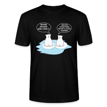 Klimawandel Eisbär Pinguin Spruch schmelzen - Stanley/Stella Unisex Bio-T-Shirt CRAFTER - Schwarz - Vorne - Alina (178cm) & Michal (187cm)