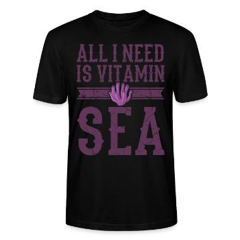 I NEED VITAMIN SEA Korallen Geschenk Für Taucher - Stanley/Stella Unisex Bio-T-Shirt CRAFTER - Schwarz - Vorne - Alina (178cm) & Michal (187cm)